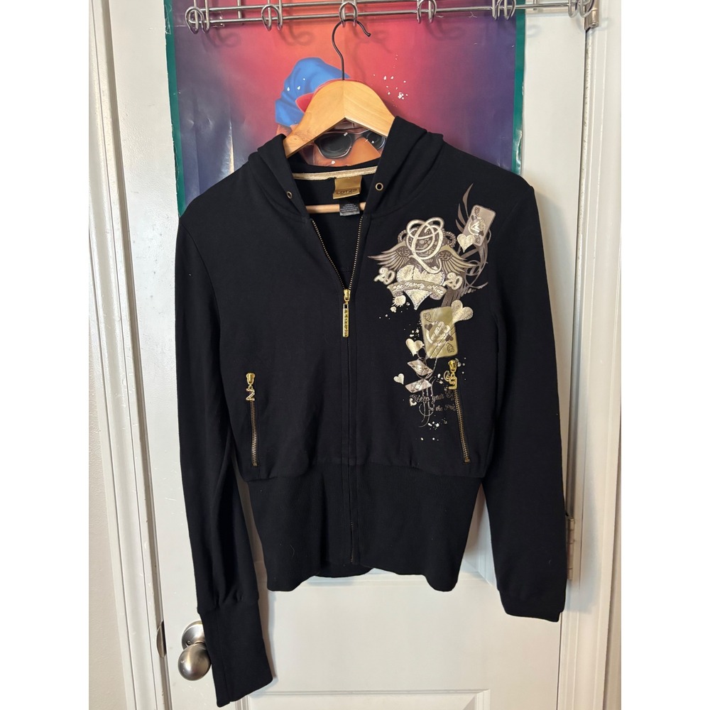 Sixty Nine Zip Up Hoodie Graphic Print Long Sleeve Black Jacket y2k 2000s